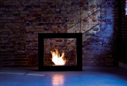 Smart Ethanol Fireplace With Remote Control Safety Detectors Afire