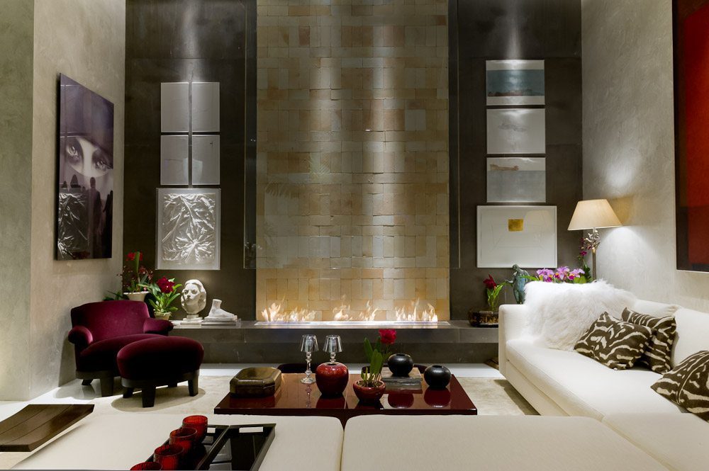 Design Fireplace which Fits Perfectly within a High-End Stylish Interior