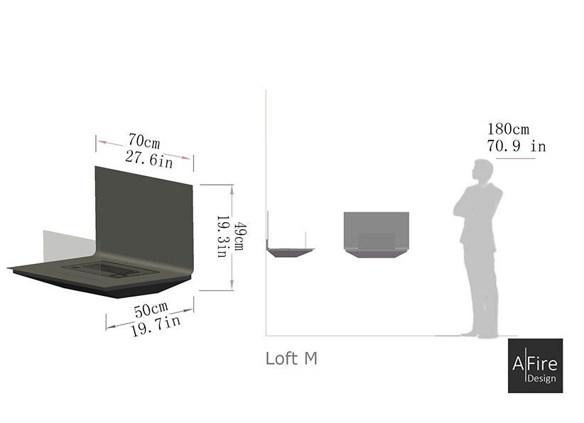 loft-bio-cheminee-murale-loft-dimensions LOFT bio cheminée murale LOFT dimensions