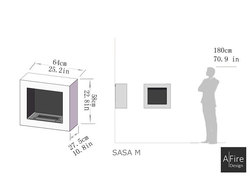 AFIRE SASA M Wandkamin Maße SASA M Wandkamin Maße