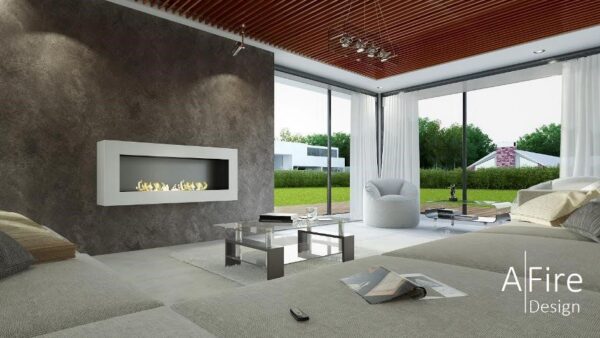 Wall fireplace with remote control SASA XL white satin