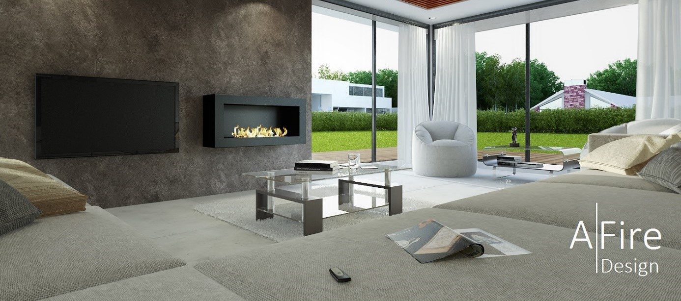 Wall mounted ethanol fireplace