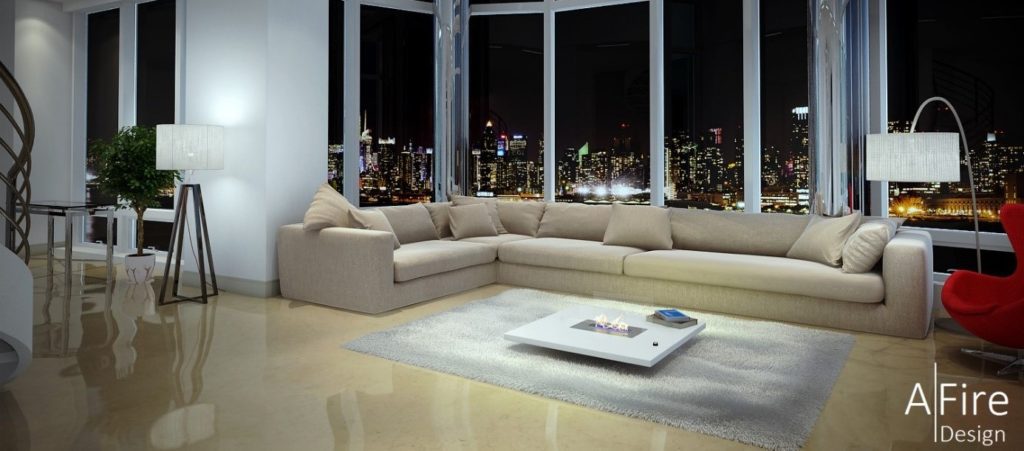 Tischkamin Ethanol LOU mit Feuerstellen-Einsatz AFIRE