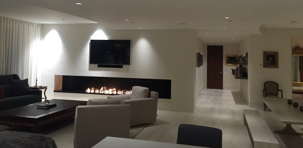 Ethanol fireplace and television