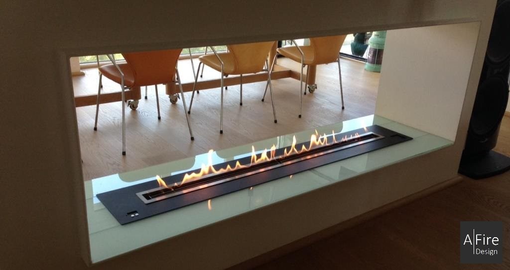 Integrated Remote Controlled Ethanol Burner, Double Sided Ethanol Fireplace Insert
