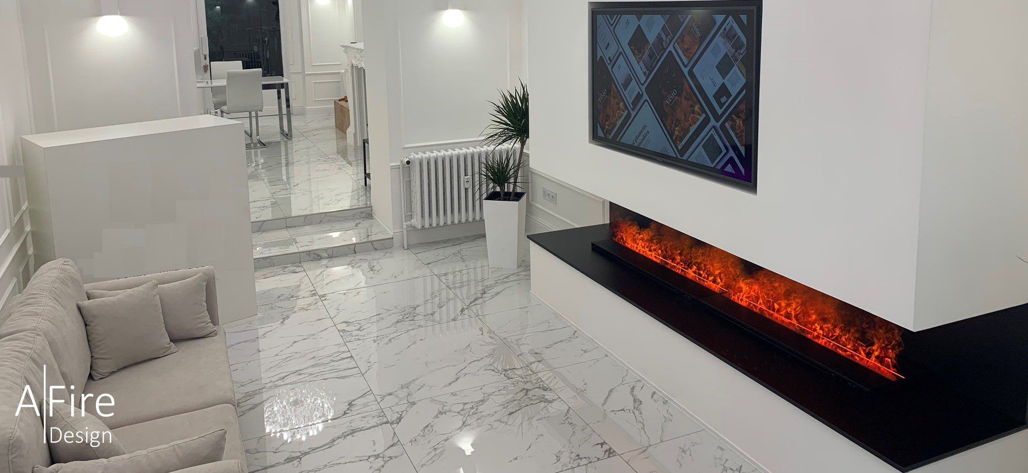 Water vapor fireplace for apartment