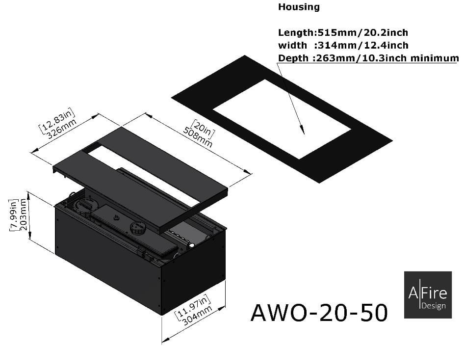 Water vapor electric fireplace insert housing AWO-20-50