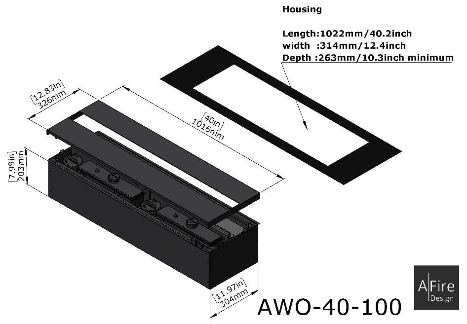 Water vapor electric fireplace insert housing AWO 40-100