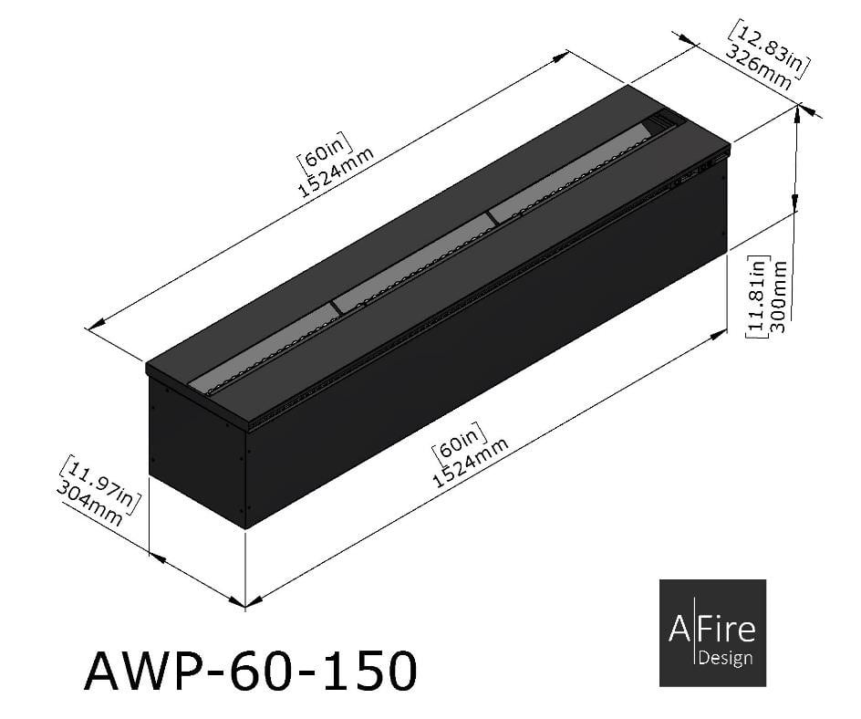 Water vapor fireplace insert dimensions AWP 60-150