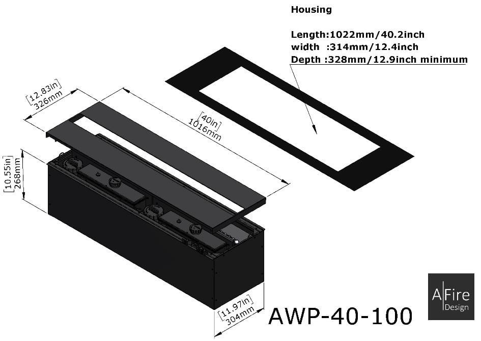 Chimenea de vapor de agua con llamas de colores AFIRE PRÉMIUM