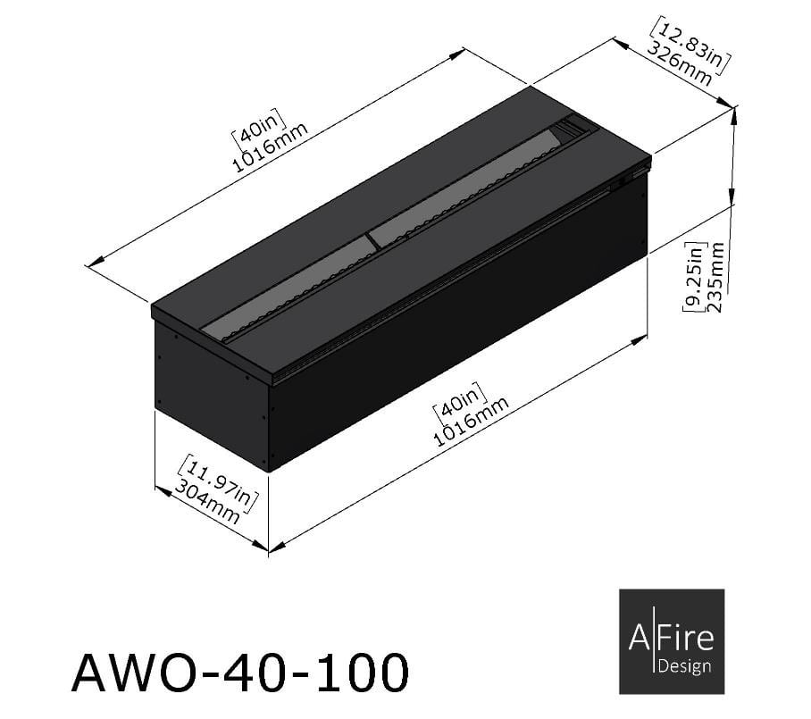 Wasserdampf Elektrokamin Einsatz Abmessungen AWO-40-100