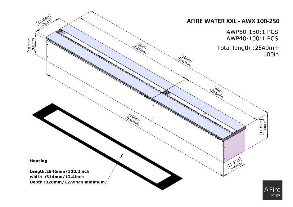 Caminetto 3D a vapore acqueo AWP 100-250