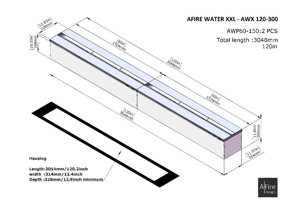 Cheminee 3D vapeur eau AWX 120-300