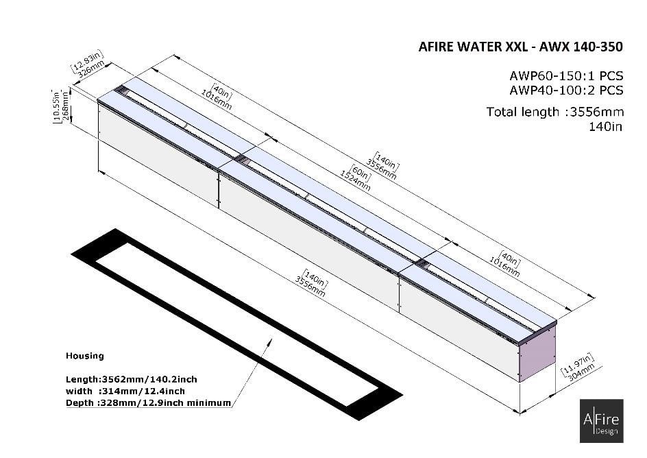 Water vapor fireplace 3D insert AWP 140-350