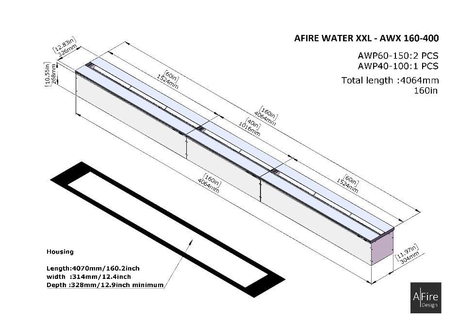 Water vapor fireplace 3D insert AWP 160-400 AFIRE