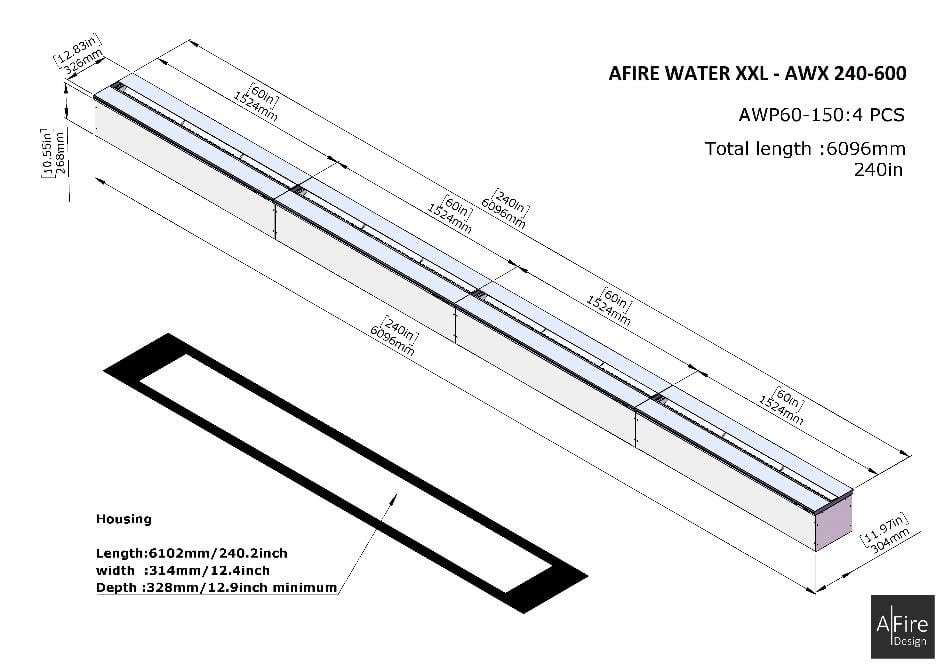 Water vapor fireplace 3D insert AWP 240-600 AFIRE