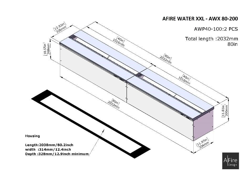 Cheminea 3D  de vapor de agua AWP 80-200