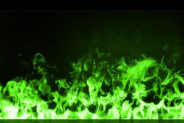 Cheminee 3D XXL vapeur d eau flammes vertes