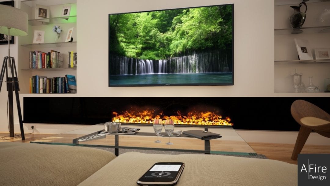 Water Vapor Fireplace with Adjustable Colored Flames AFIRE PREMIUM