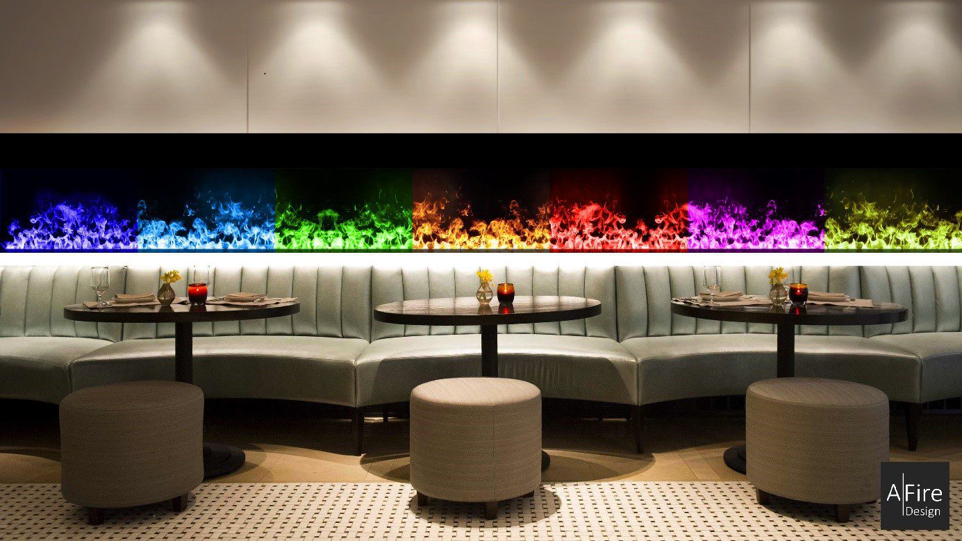 Fireplace With Colored Flames Orange As Well As Red Green Blue
