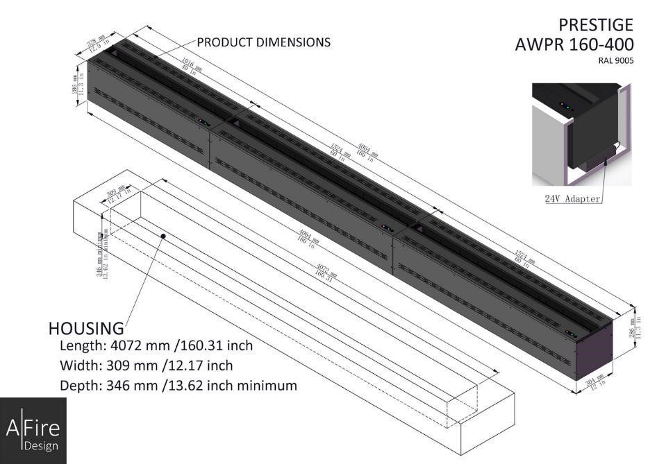 AWPR 160-400 3D fireplace  insert 