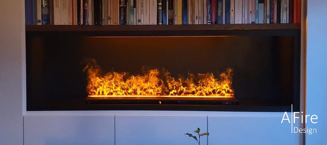 Built-in electric fireplace on water vapor