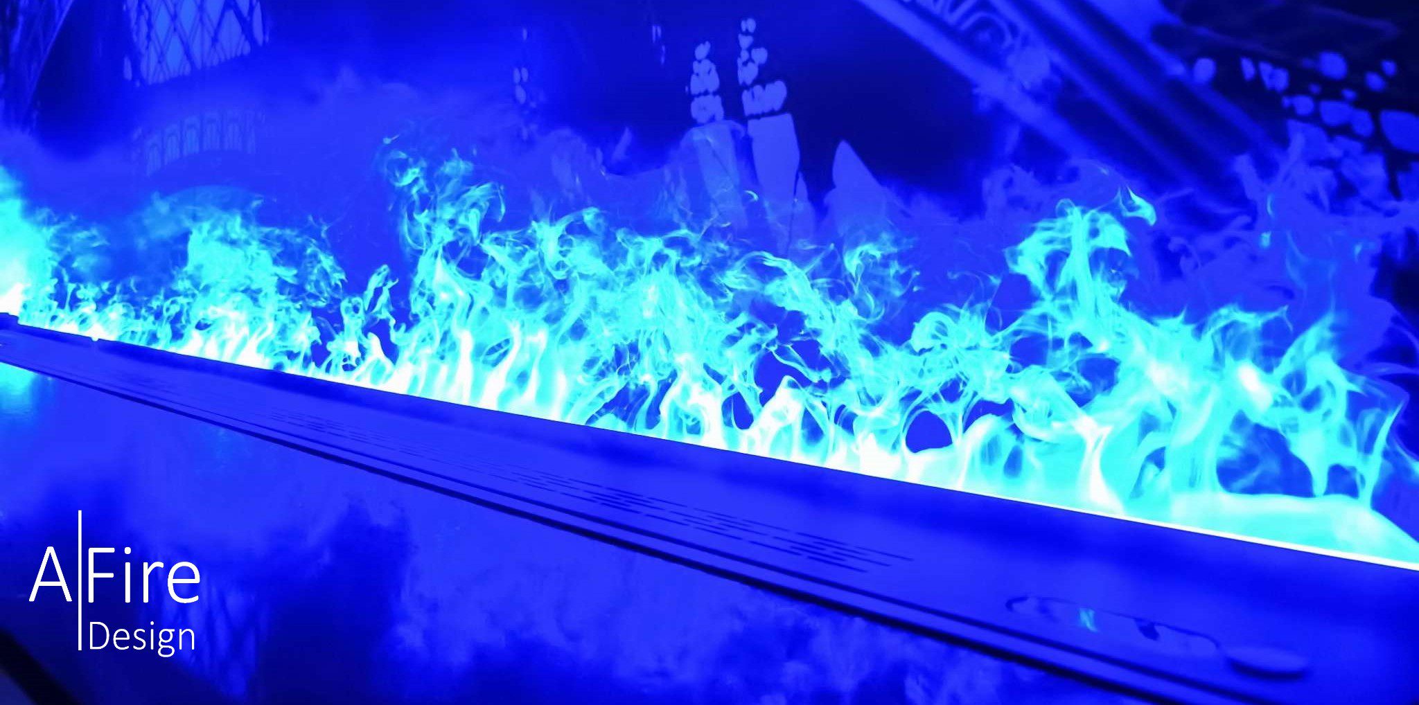 Modern fireplace insert running on water vapor or ethanol burner