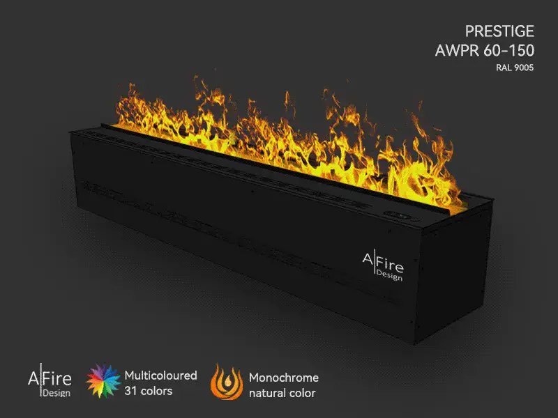 Waterdamp inbouwhaard PRESTIGE 150 cm natuurlijke en kleurrijke vlammen