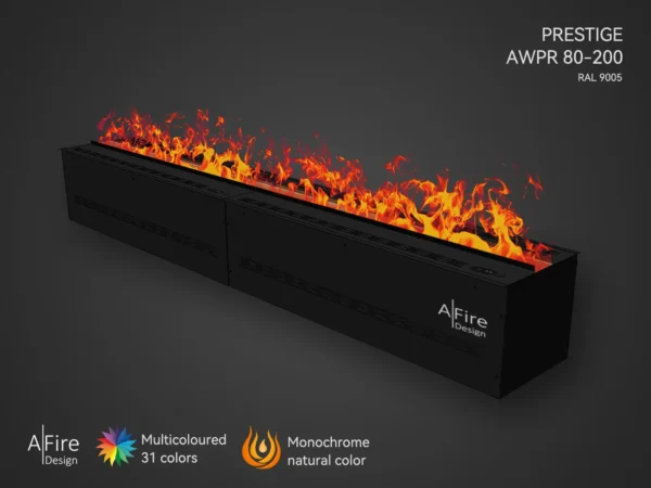 Camino elettrico ad acqua PRESTIGE 200 cm con fiamme rosso