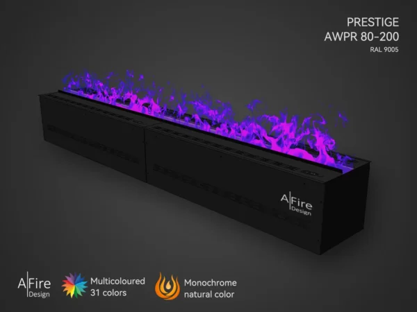Camino elettrico ad acqua PRESTIGE 200 cm con fiamme viola