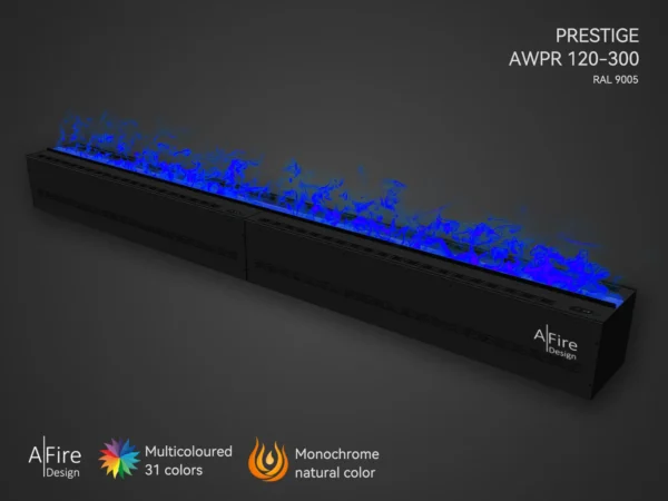 Camino elettrico ad acqua PRESTIGE 300 cm con fiamme blu