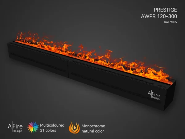 Camino elettrico ad acqua PRESTIGE 300 cm con fiamme rosso