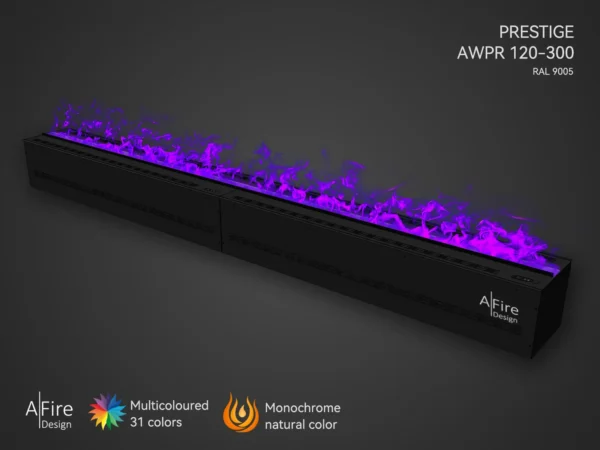 Camino elettrico ad acqua PRESTIGE 300 cm con fiamme viola