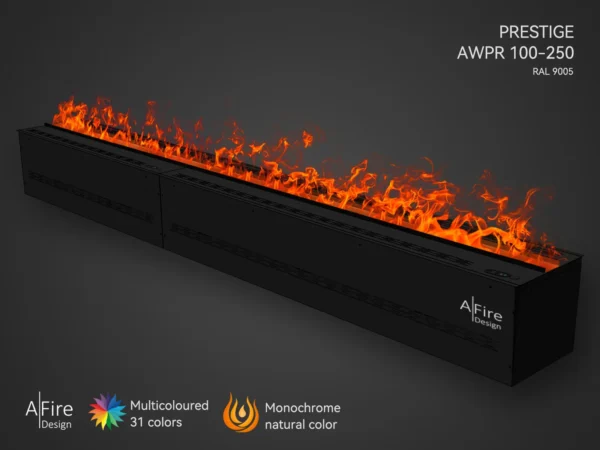 Camino a vapore PRESTIGE 250 cm con fiamme rosso