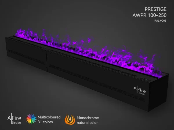 Camino a vapore PRESTIGE 250 cm con fiamme viola