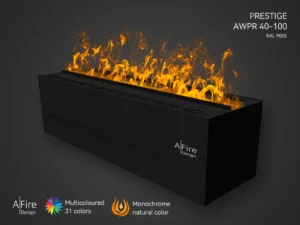 Cheminée à vapeur d'eau PRESTIGE 100 cm flammes naturelles