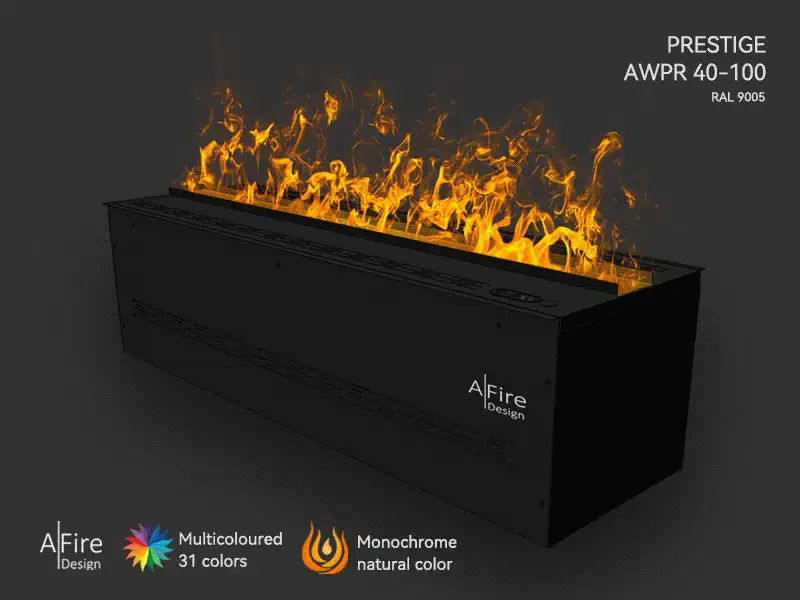 Cheminée à vapeur d'eau PRESTIGE 100 cm flammes naturelles et multicolores