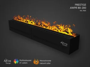 Cheminee electrique a vapeur d'eau PRESTIGE 200 cm flammes naturelles