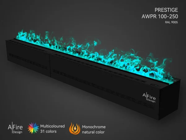 Cheminée à vapeur PRESTIGE 250 cm flammes turquoise