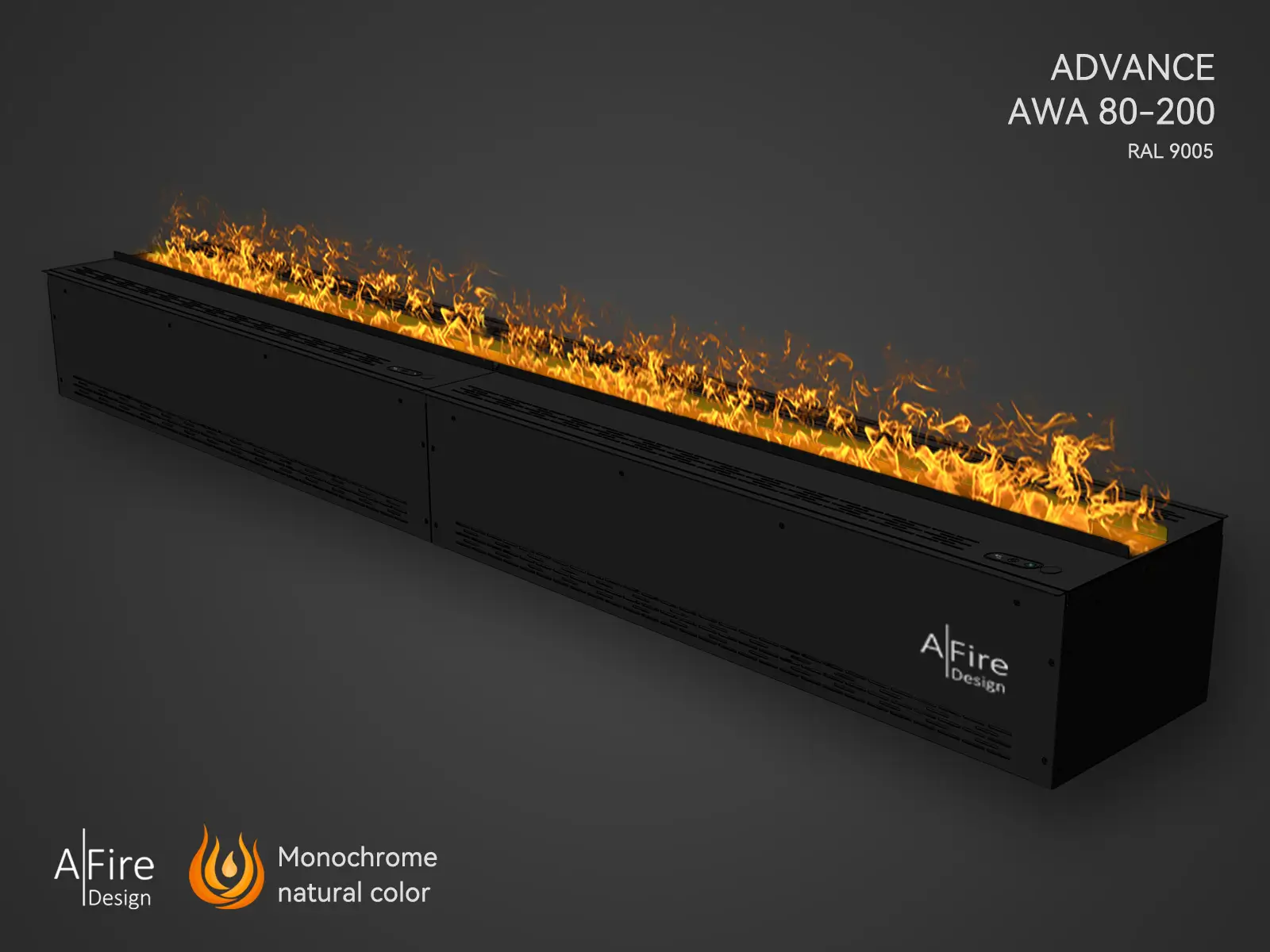 Chimenea de vapor de agua PRESTIGE 200 cm llamas naturales