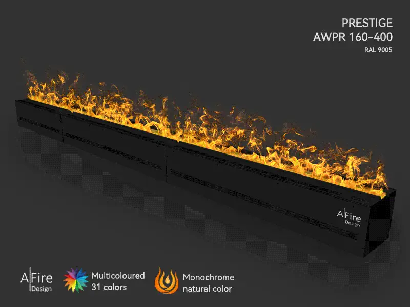 Foyer à vapeur d'eau PRESTIGE 400 cm flammes naturelles et multicolores