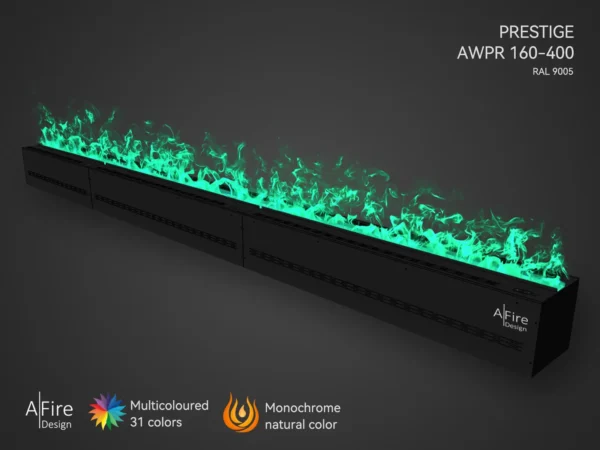 Foyer à vapeur d'eau PRESTIGE 400 cm flammes turquoise
