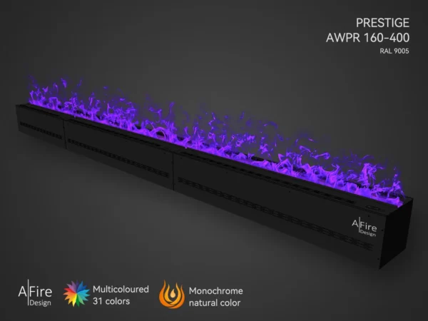 Foyer à vapeur d'eau PRESTIGE 400 cm flammes violettes