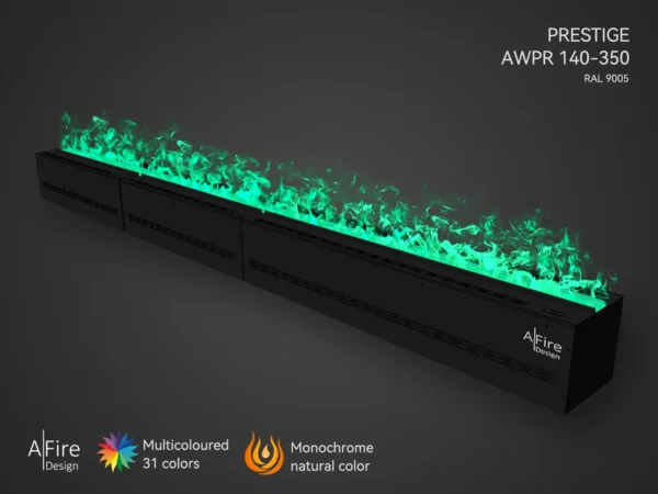 Inserto elettrico ad acqua PRESTIGE 350 cm con fiamme turquoise