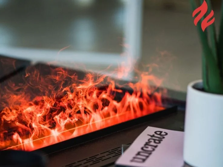 Llamas de colores en una chimenea de vapor de agua Aquafire por AFIRE