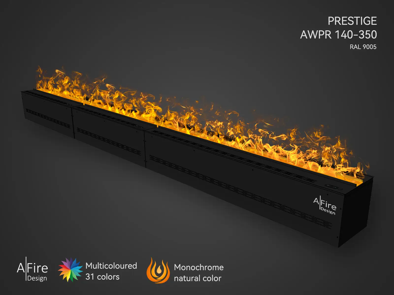 Quemador de vapor de agua PRESTIGE 350 cm llamas naturales