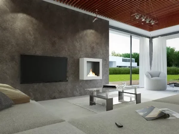 Wall-mounted ethanol fireplace SASA M white satin