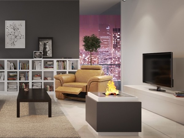 Square ethanol burner insert BC50 for design fireplace