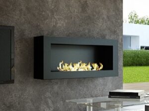 Wall-mounted ethanol fireplace SASA L black satin