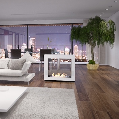 Chimenea de bioetanol de suelo ARCH blanca